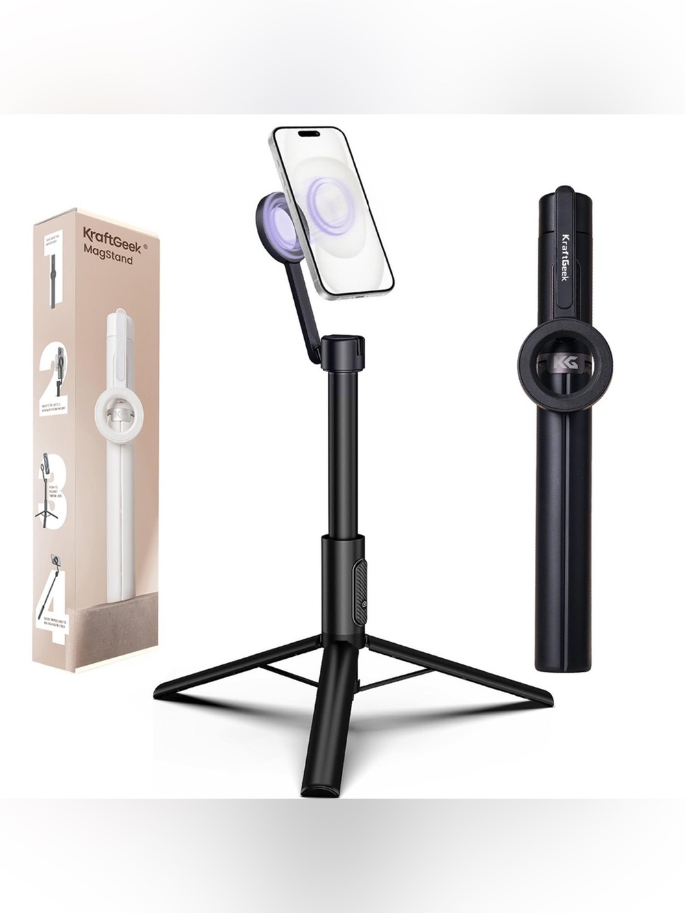 NIB KraftGeek Black MagSafe Magnetic Phone Tripod